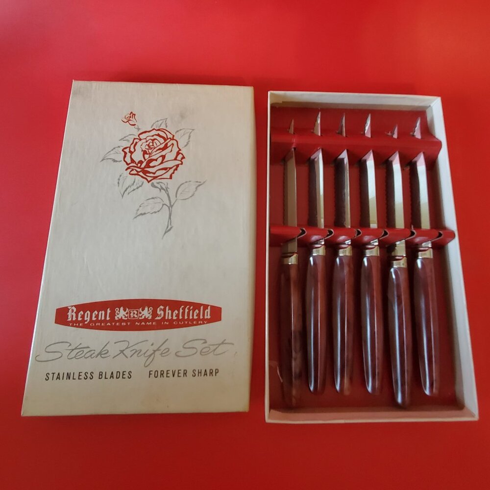 Vintage Sheffield Steak Knives with box